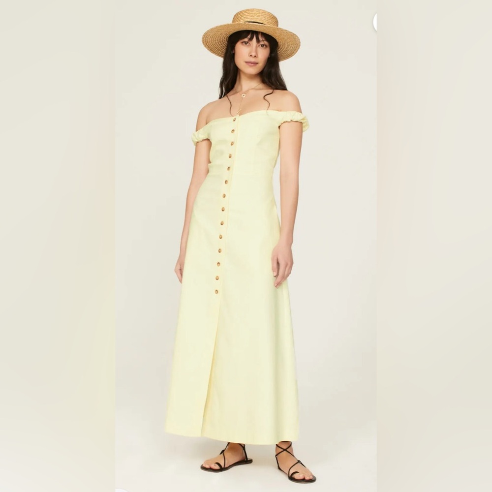 NWT Favorite Daughter Lovesick Midi Dress Butter Yellow Classy Womens 10 - Picture 6 of 6